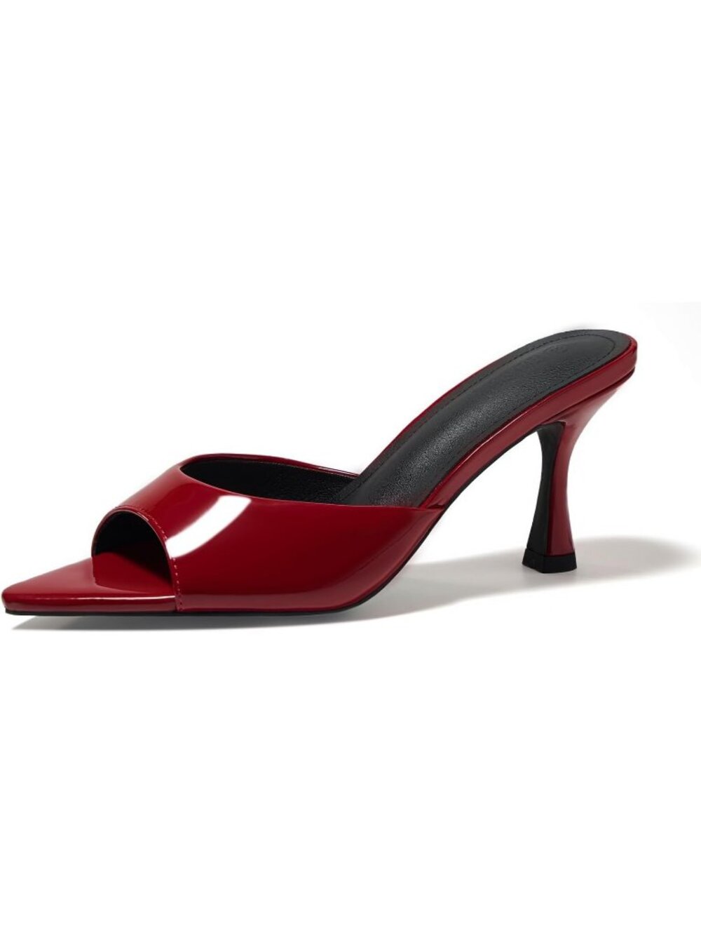 Women's Red Pointed Open Toe Heeled Sandals Slip On High Heels Backless Shoes